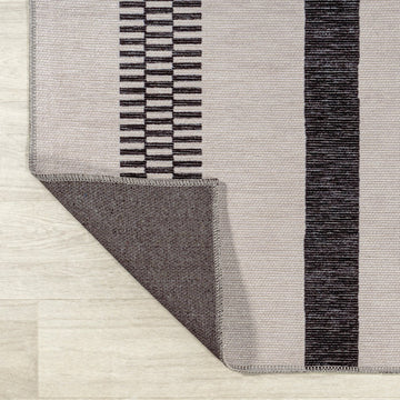 Vichy Geometric Striped Machine-washable Area Rug